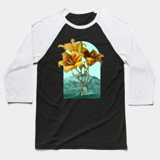 Floral Landscape Yellow Lilies Baseball T-Shirt